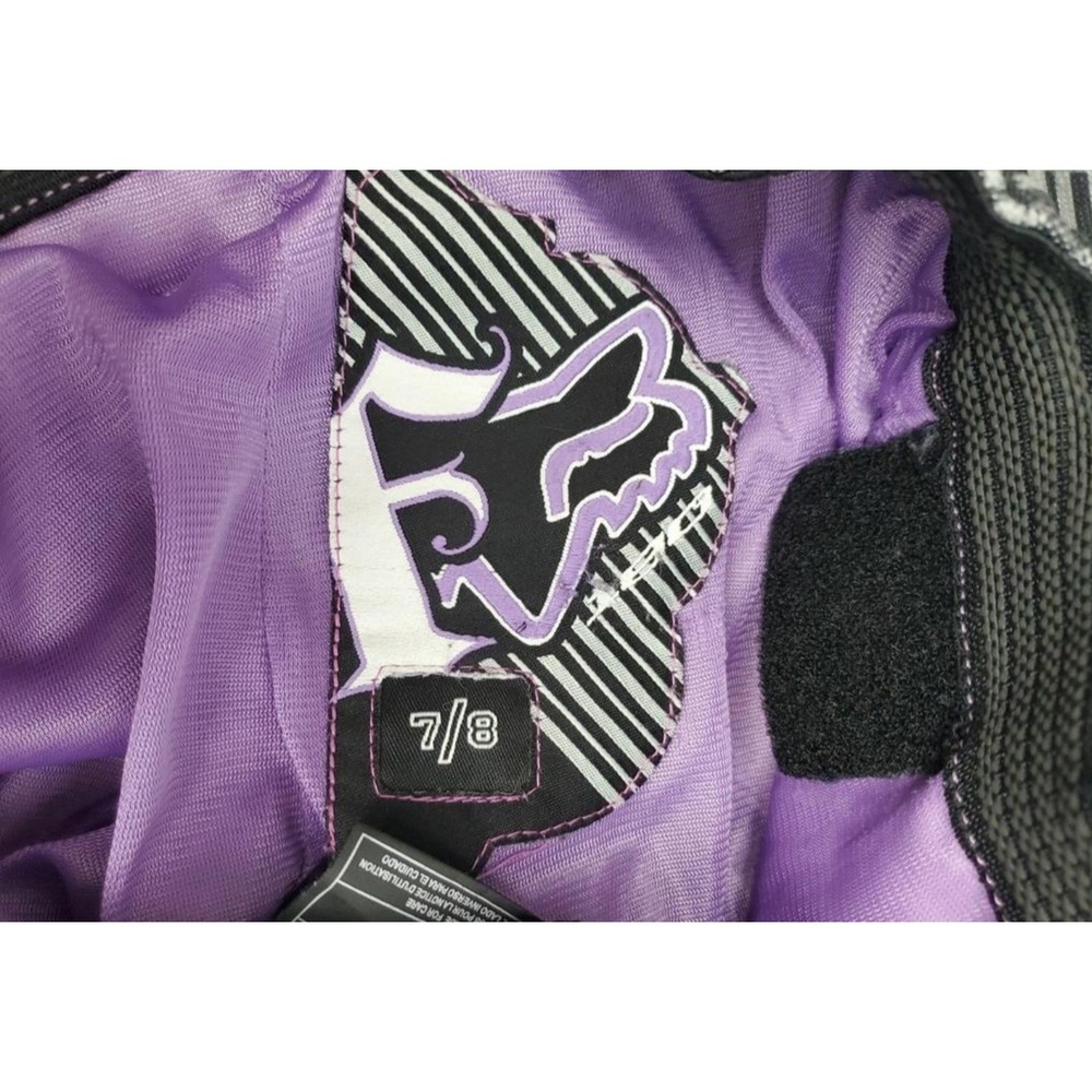FOX Racing Girls 7/8 Juniors White Purple Motocross Riding Pants - Picture 7 of 9